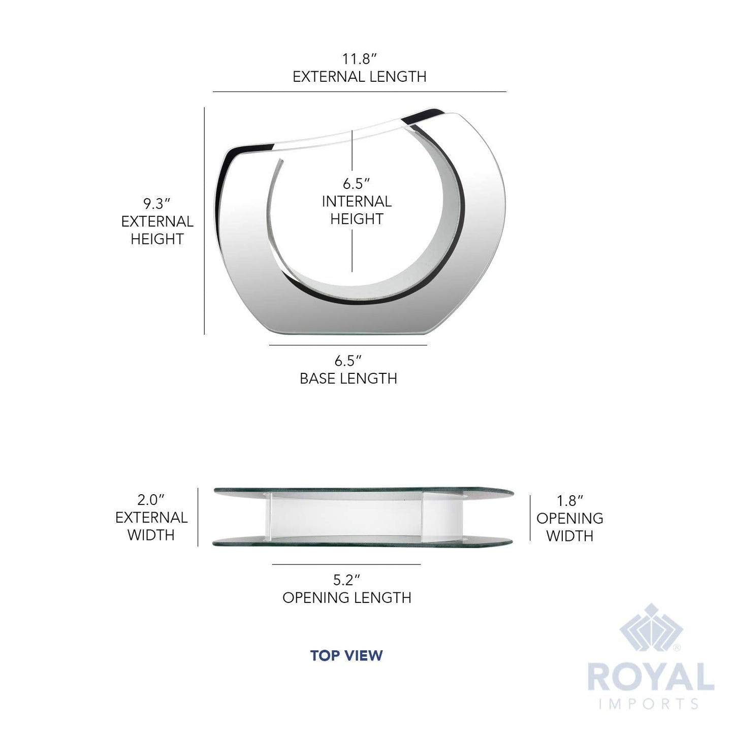 Royal Imports Flower Mirror Glass Vase -Round Angled, 9.25"x11.75" - Decorative Modern Floral Centerpiece Accent for Home Decor Living Room Bathroom, Kitchen, Fireplace, Table, Entryway, Wedding