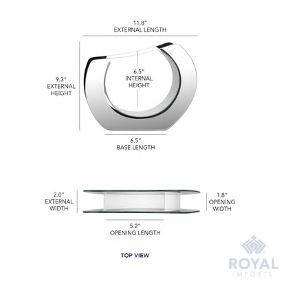 Royal Imports Flower Mirror Glass Vase -Round Angled, 9.25"x11.75" - Decorative Modern Floral Centerpiece Accent for Home Decor Living Room Bathroom, Kitchen, Fireplace, Table, Entryway, Wedding
