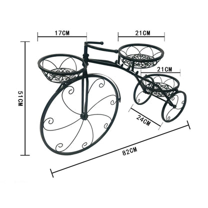 DOONARCES 3 Pots Tricycle Plant Stand Iron Tricycle Shape Black Planter Rack Flower Holder Indoor Outdoor Floral Displaying Rack for Home Garden Patio Decor DIY (Black)