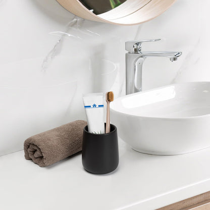 UHEY HOME Bathroom Tumbler Cup Ceramic 13.5oz Reusable Toothbrush Cup 400ml, Toothbrush Holder Adequate for Your Bathroom (Black Brown)