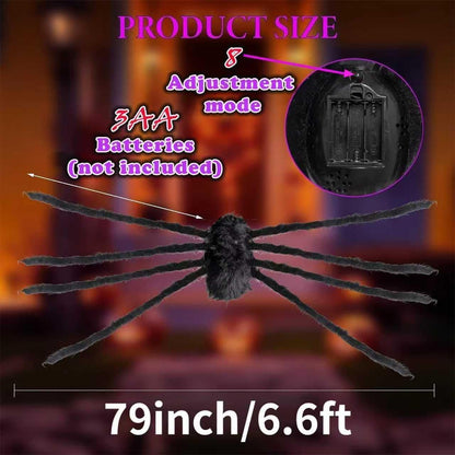 1 Pack 8 Modes 6.6 FT Halloween Giant Spider,Light up Spider with 36 Purple Lights,Light up Halloween Decorations Outside,for Yard Haunted House Window Party Porch Indoor Outside Decor