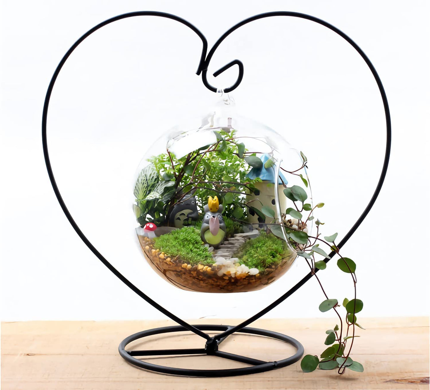 Aebor Ornament Display Stand, Heart Shaped Iron Hanging Stand Rack Holder for Home Wedding Decoration, Hanging Glass Globe and Witch Ball(Without Glass Bottle) (5pcs Heart Shaped)