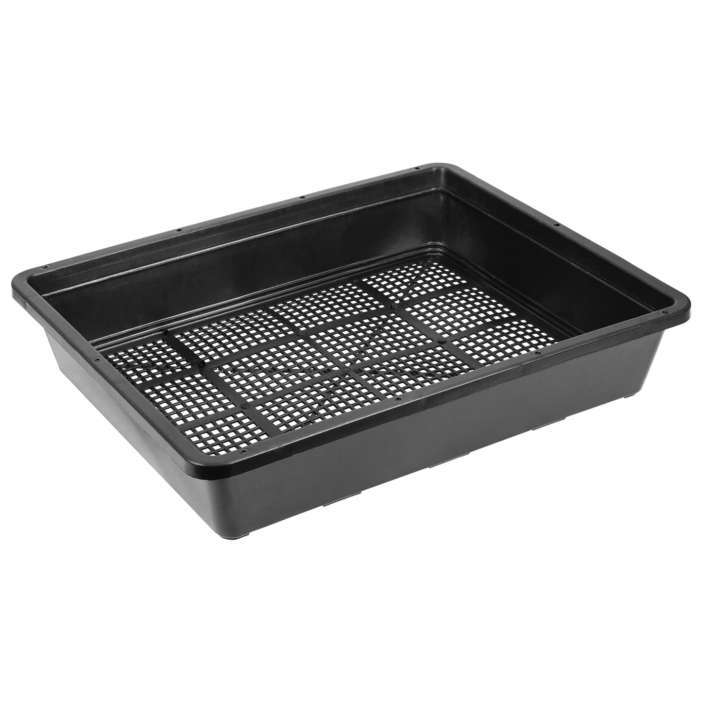 SINJEUN 15 Pack Mesh Bottom Seed Starter Trays, 15 x12 Inch Plastic Plant Tray Mesh Plant Germination Trays for Microgreens, Black
