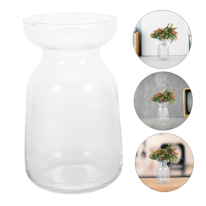 GLEAVI Clear Glass Vase for Hydroponics and Floral Arrangements Elegant Desktop Decorative Centerpiece for Home and Office for Plant Container and Terrarium Display