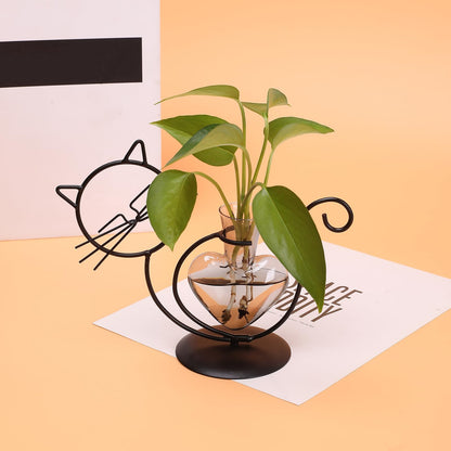 Plant Terrarium Plants Propagation Station Cat Lover Gifts for Women Home Office Decor Cat Desk Accessories