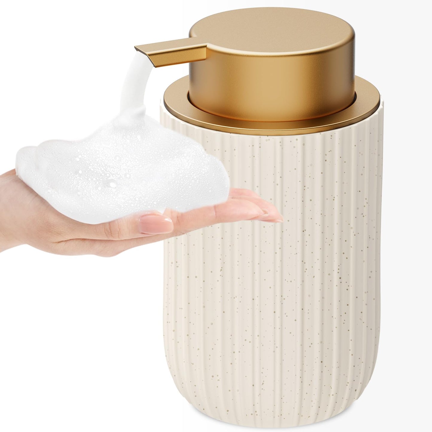 Ceramic Foaming Soap Dispenser, 12 oz Bathroom Foam Hand Soap Dispenser, Refillable Lotion Soap Dispenser with Removable Pump for Kitchen Hand Wash Dispenser, Modern Home Decor(2Pack-Black)