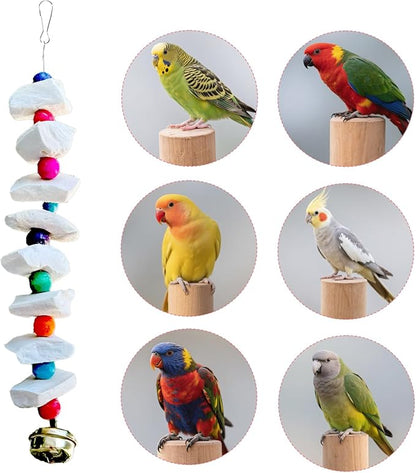 2 Pack Bird Toys with Millet Cuttlebone, Parakeet Toys, Bird Beak Grinding Tool, Cage Accessories for Parakeets, Cuttlefish Bone for Budgies, Cockatiels, Lovebirds, Green Cheeks, Small to Medium Birds