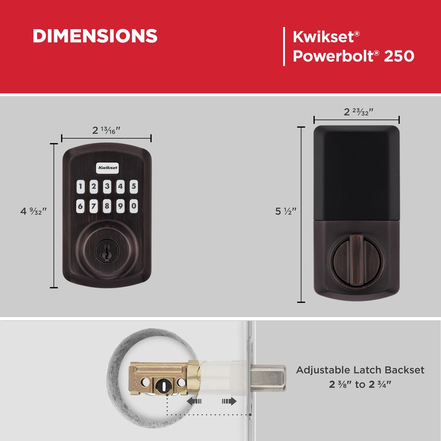 Kwikset Powerbolt 250 10-Button Keypad Satin Nickel Transitional Electronic Deadbolt Door Lock, Featuring Convenient Keyless Entry, Customizable User Codes, Auto Locking