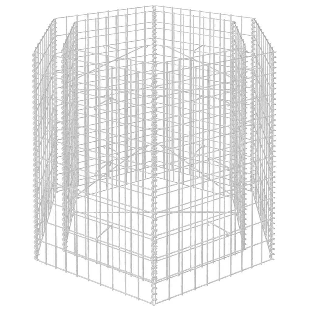 YAFF Hexagonal Gabion Raised Bed in Silver Galvanized Steel, 39.4 x 35.4 x 39.4 inches - Heavy Duty 1400 kg Capacity