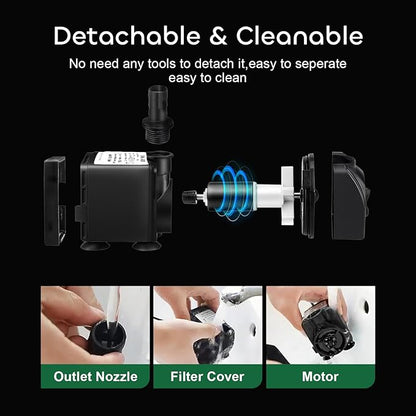 GROWNEER 2 Packs 550GPH Submersible Pump 30W Ultra Quiet Fountain Water Pump, 2000L/H, with 7.2ft High Lift, 3 Nozzles for Aquarium, Fish Tank, Pond, Hydroponics, Statuary