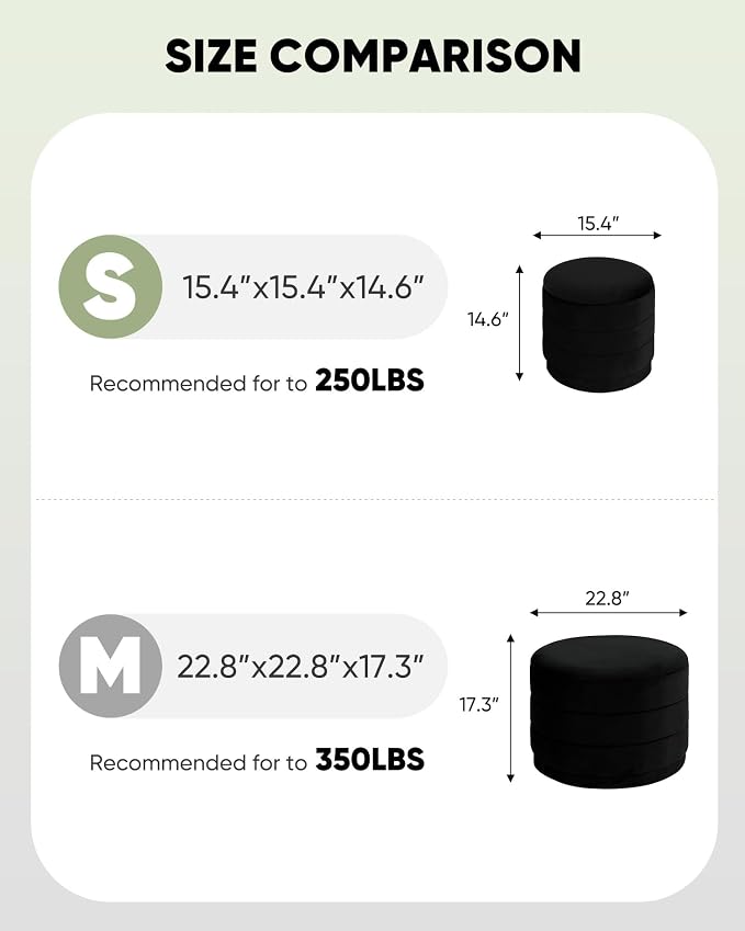 B FSOBEIIALEO Round Velvet Storage Ottoman with Tray, Folding Ottoman with Storage Coffee Table Foot Rest for Dorm Room, Living Room Black, 22.83"x22.83"x17.32"