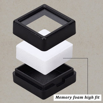 BENECREAT 36 Pcs Black Gemstone Display Box Plastic Transparent Bare Stone Box Black Square Jewelry Box 1.16x1.16x0.65 Suitable for Gemstone, Jewelry, Crystal Diamond Accessories Display
