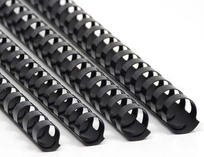 Rayson CR12141618BK Plastic Binding Combs 1/2in. 9/16in, 5/8in, 11/16in, 19-Ring Letter Size, Black Comb Binding Spines, Multi-Size Pack of 80