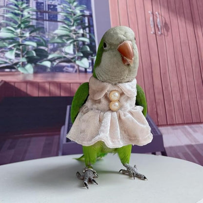 Bird Costume Bird Diaper Flight Suit Parrot Velvet Fleece Skirt Clothes Cosplay Photo Prop for Conure Lovebird Parakeet Cockatiel Macaw Small Animals Apparel (White,2M)