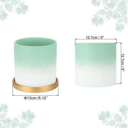 PATIKIL 5.12 Inch Ceramic Plant Pots, Modern Flower Planters Gradient with Drainage Holes for Decorate Home Indoor Plants Succulent Herb, Green
