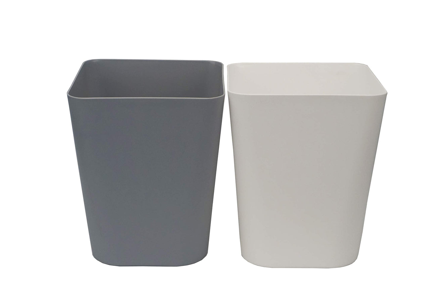 Feiupe 1.6 Gallon Small Trash Can Wastebasket for Kitchen Office Bathroom,Pack of 2(White+Gray)