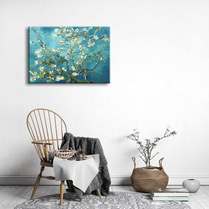 Wieco Art Framed Wall Art Canvas Prints of Almond Blossom by Vincent Van Gogh Paintings Reproduction Abstract Artwork for Wall Decor Golden Frame