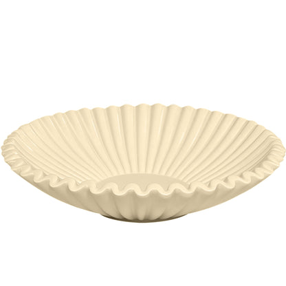 OGANGART Brown Decorative Bowls for Home - Stylish Flat Purse Bowls - Round Foyer Key Bowl - Handmade Resin Scalloped Ruffle Bowl for Display Centerpiece