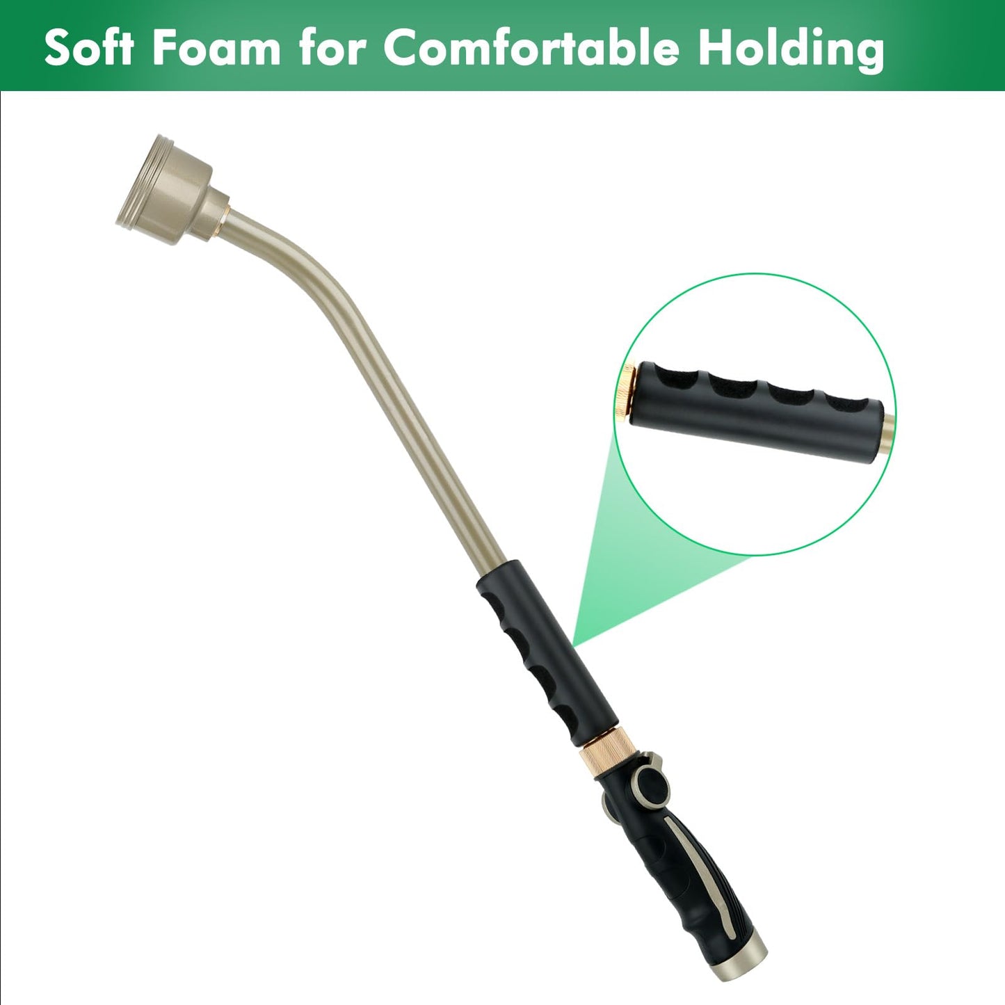 RESTMO Long Watering Wand, 24 Inches Gentle Soft Full Shower Sprayer Wand with Thumb Flow Control, Heavy Duty Metal Hose Wand for Hanging Baskets, Shrubs, Plants, Flowers, Garden and Lawn