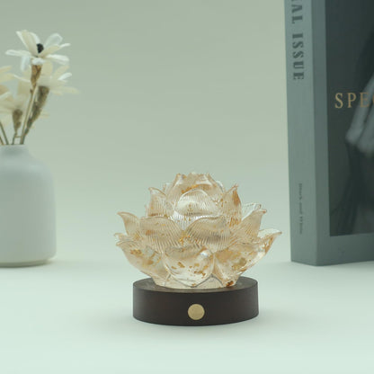 YeseeYe Lotus Statue with Light - Lotus Lamp Nightlight Tabletop Home Decoration Figurine for Living Room Office Shelves Coffee Table Desk Decor Sculpture
