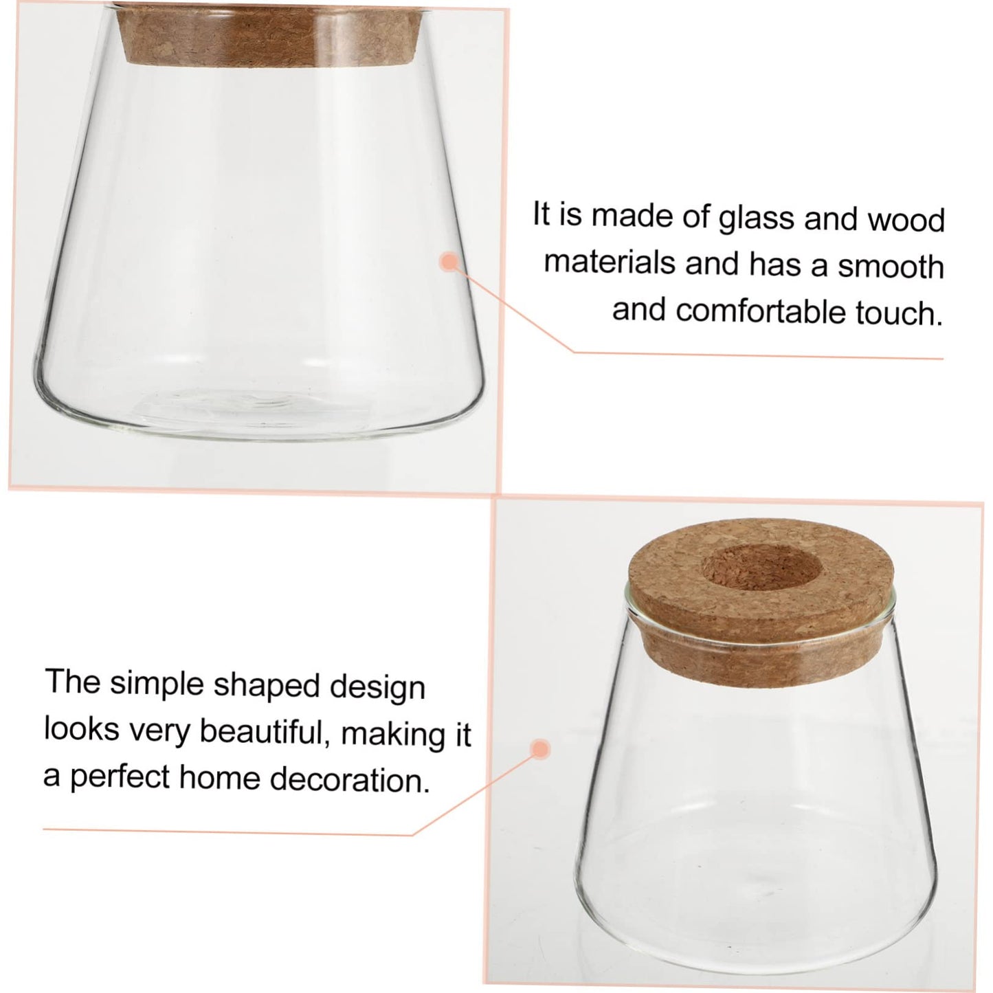UTHCLO 2Pcs Clear Glass Desktop Vases for Hydroponics Plants Smooth Terrarium Planter Jars for Office Home Garden Decoration