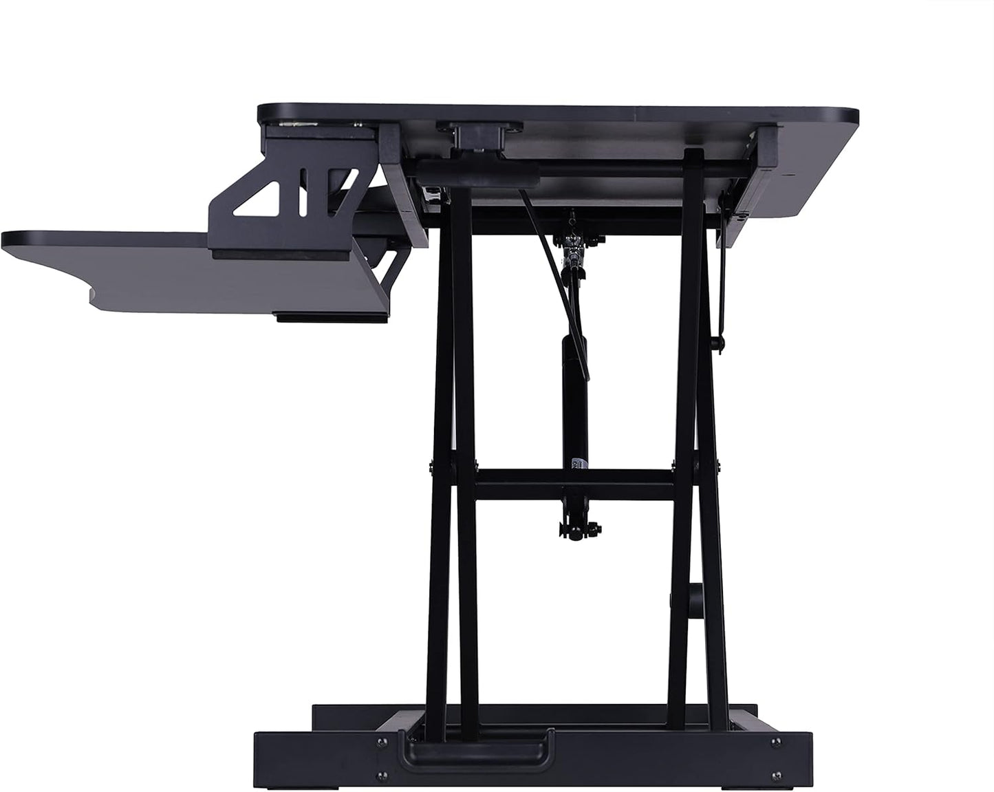 Rocelco Standing Desk Converter 31.5 Inch Sit Stand Up Dual Monitor Tabletop Riser with Tablet Mount, Height Adjustable Home Office Workstation - Deep Keyboard Tray for Laptop Mouse - Black (R VADRB)