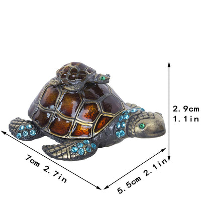 YU FENG Mother and Baby Turtle Figurines Jewelry Trinket Boxes Hinged Collectible Figurines