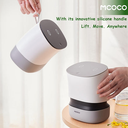 MCOCO Mini Trash Can with Pop Up Lid Portable mini Garbage can Little Plastic Trash Bin for Bedroom Bathroom Desk Coffee Table or Kitchen 0.4 Gallon White with 30 Trash Bags