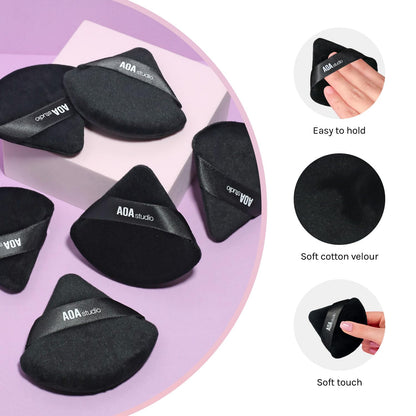AOA Studio Velvet Puffs Makeup Puff Set of 6 Loose Powder Body Powder, Velour Makeup Blender Sponge Foundation Blending Sponges Set Beauty Makeup Tools(Black/Peach)