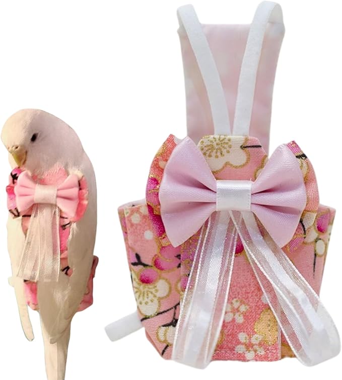 Bird Diaper Cockatiel Clothes Flight Suite, Reusable Parrot Nappy with Waterproof Inner Layer, Cute Pigeon Pants Urine Wet Suit Costume for Conure Macaw (Pink,XL)