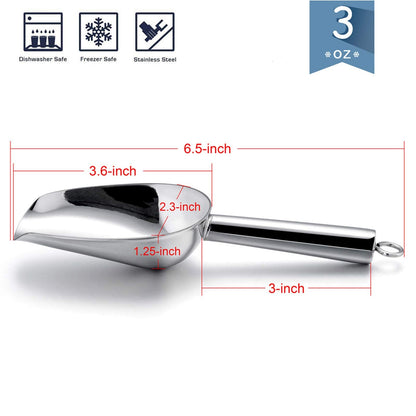E-far Mini Scoop, 3 Ounce Stainless Steel Kitchen Utility Scoops, Ideal for Candy/Ice Cube/Flour/Sugar/Coffee Bean/Protein Powder, Food Grade & Anti Rust, Easy Clean & Dishwasher Safe (4 Pack)
