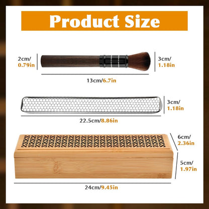 Incense Holder Burner, Coffin Double Layer Wooden Ash Catcher with Storage Drawer & Lid, Includes Zen Brush and Incense Stand for Meditation, Yoga Room, Home, Office