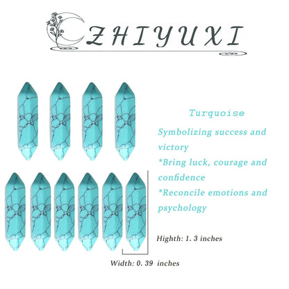 ZHIYUXI Turquoise Stone Crystals Points Bulk Healing Crystals Stones and Crystals Gemstone Tumbled Polished Energy Reiki Healing Stones Crystal Wands Decor Gifts 10 Pcs