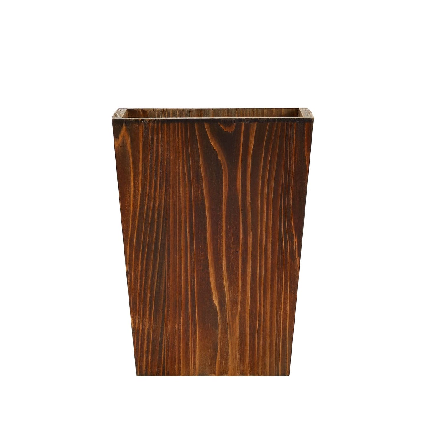 Farmlyn Creek 2 Piece Rustic Style Wood Trash Can Set - Farmhouse Square Wastebasket Bins with Handles for Home or Office (Brown, Small & Large) - Rustic Bathroom Trash Can Set