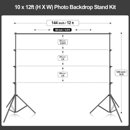EMART Photo Backdrop Stand kit, 10 x 12 ft Back Drop Adjustable Frame for Photography, Photoshoot Banner Background Support Holder for Parties Dectoration