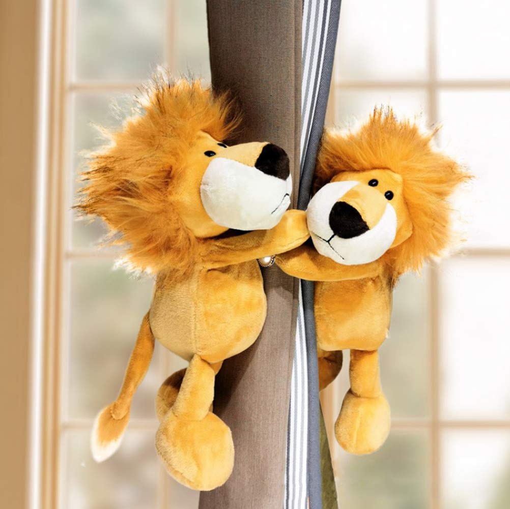 Cciphy 1 Pair Cute Curtain Tieback Animal Tieback Buckle Hook Fastener Cartoon Lion Window Curtain Hook Curtain Holdbacks for Living Room Bedroom Curtain Mosquito Net (Lion)