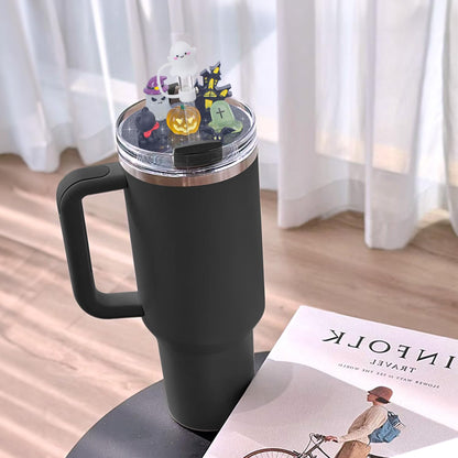 JUNIQUTE Compatible with Stanley Cup Lid Accessories Charms, Charms for Stanley Cups H2.0 Accessories 30oz 40oz with Silicone Straw Cover Cap for Tumblers (Halloween, 40)