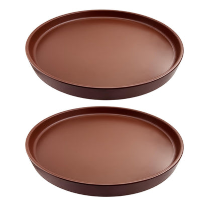 2 Pack Ceramic Plant Saucer Pot Tray 6 Inch, Planter Saucers 4 5 6 7 8 9 10 11 12 13 Inch for Indoors Outdoor, Durable Sturdy Flower Drainage drip Water Tray for Glazed Pots Base (6.4 Inch-Brown)