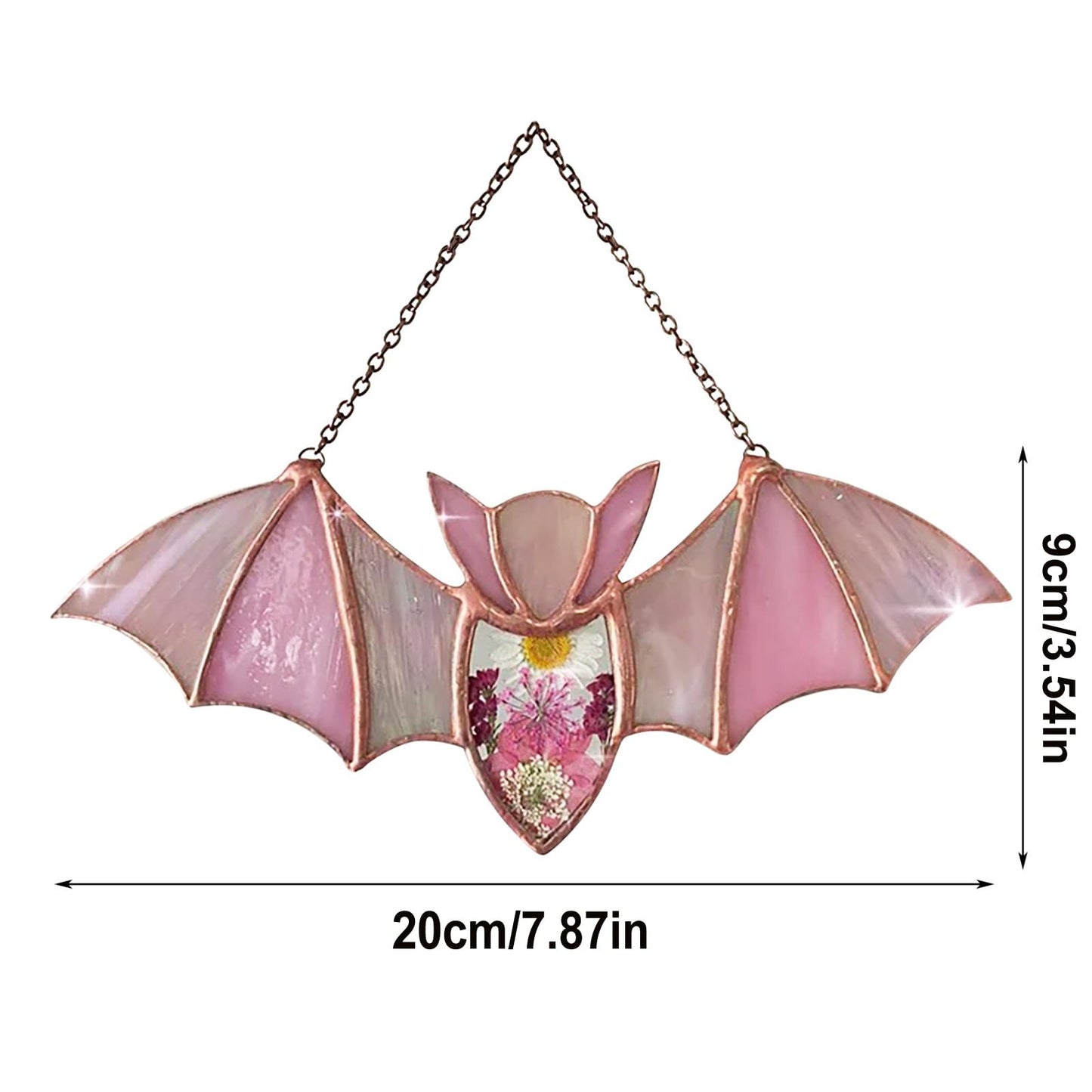 BDHRKTE Bat Decoration Window Hanging Suncatcher,Stained Glass Window Hanging, Handmade Translucent Decorative Art, Halloween Home Decor