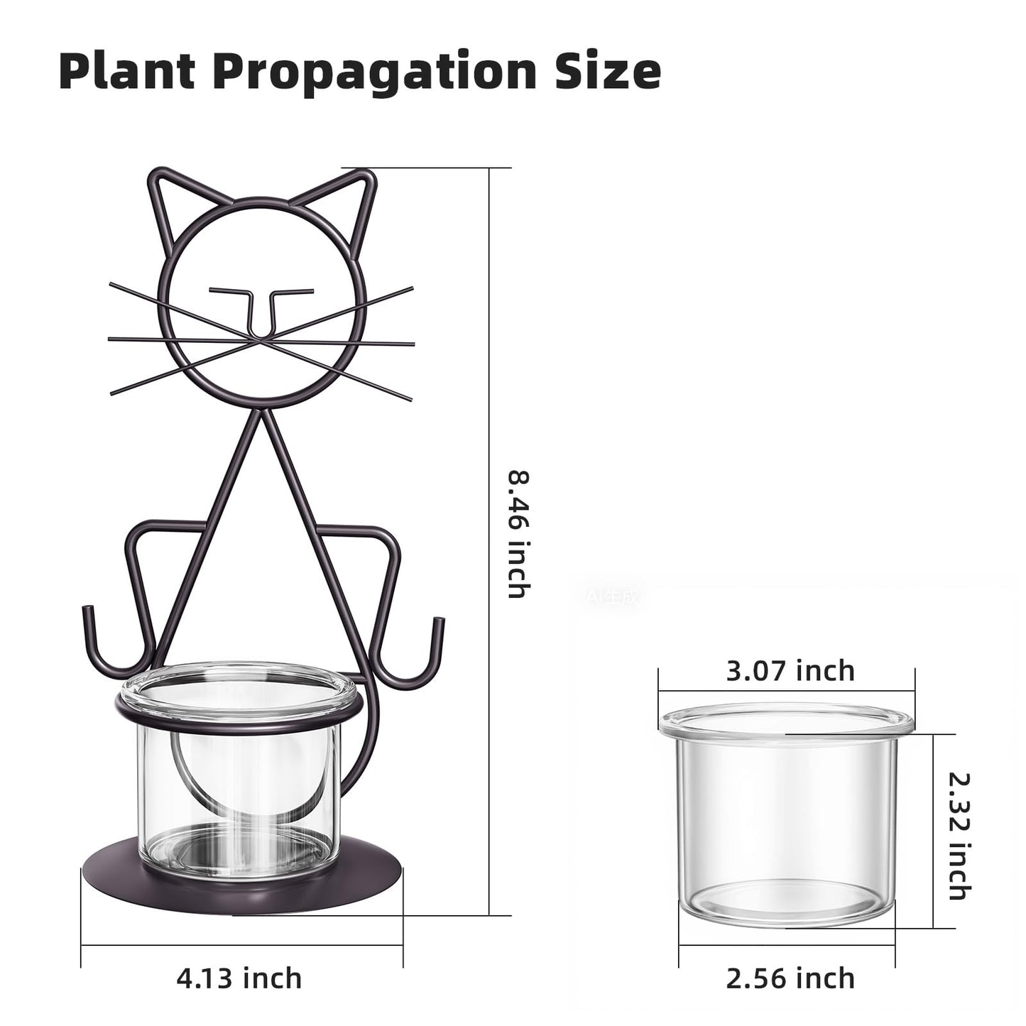 Marbrasse Plant Propagation Station, Cat Plant Terrarium with Metal Stand, Glass Planter Hydroponic Vase Birthday Gifts for Women Home Office Garden Decor Terrarium Supplies