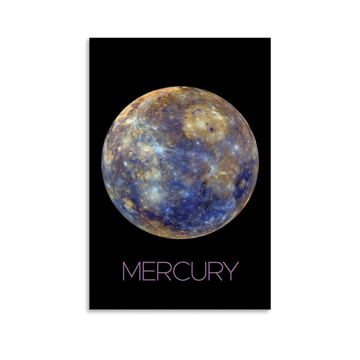 XIAOLOUTINYU Solar System Canvas Wall Art - Mercury Planet Space Poster for Kids Room Bedroom Classroom, STEM Educational Astronomy Decor, Science Gift for Boys Girls Teens, 12x18 Inch Unframed