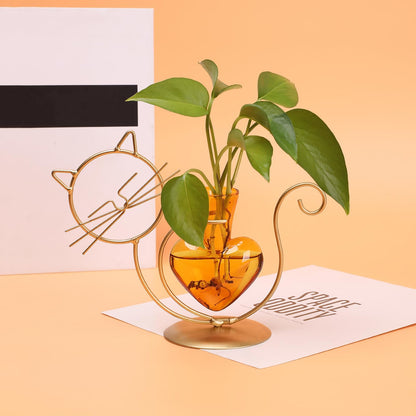 Plant Terrarium Plants Propagation Station Cat Lover Gifts for Women Home Office Decor Cat Desk Accessories