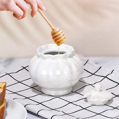 Ursword Iridescent Sugar Bowl with Lid and Spoon, Ceramic Sugar Bowl, 9oz Sugar Jar for Coffee Bar, Salt Box Sugar Containers for Seasoning, Spice, Sauce, Elegant Decor for Kitchen Countertop