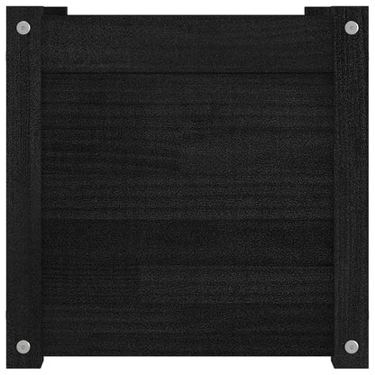Yisssmeng Matte Black Square Planter Set of 2 Solid Pine Wood 15.7x15.7x15.7 in Outdoor Garden Box with Drainage for Patio Balcony Herb Flower Tomato Plants