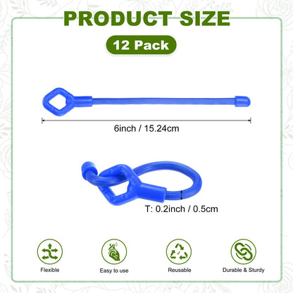 M METERXITY 12-Pack Adjustable Plant Ties, 6inch/15.24cm Silicone Flexible Multi-Function Sturdy Garden Twist Tie for Plant Support/Tree/Shrub/Vine, Reusable Support Twine [Blue]