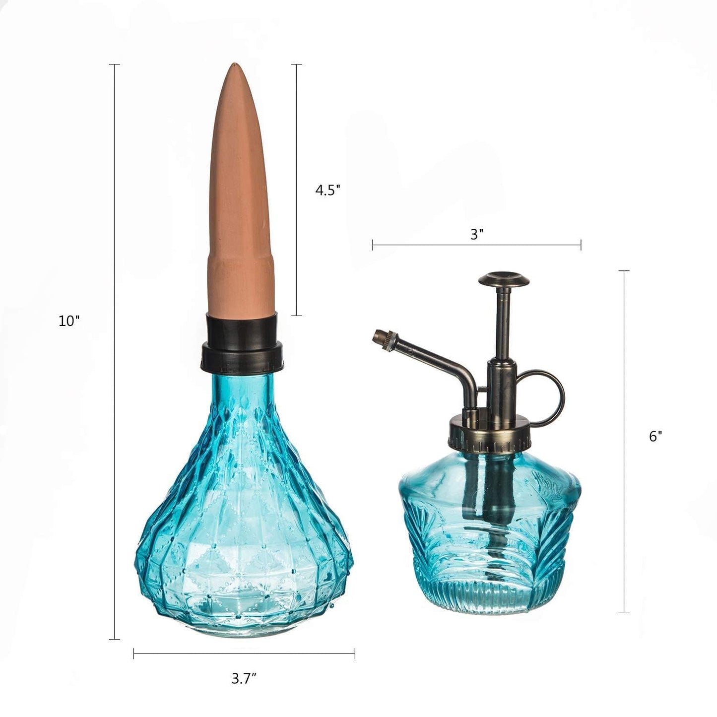 Topadorn Glass Plant Watering Set: Mini Mister Spray Bottle + Self-Watering Globe with Terracotta, Indoor Outdoor Plant Care Kit