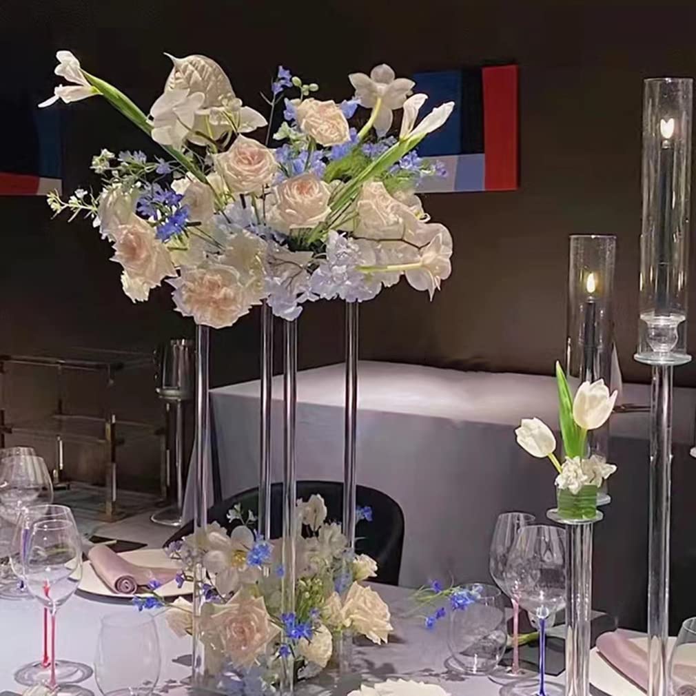 10 Pcs Wedding Centerpieces Acrylic Vases Clear Column Flower Vase Stands 7.87'' x 7.87'' x 31.5'' Rectangular Flower Display Table Stands for Wedding Party Events Reception Table Decor