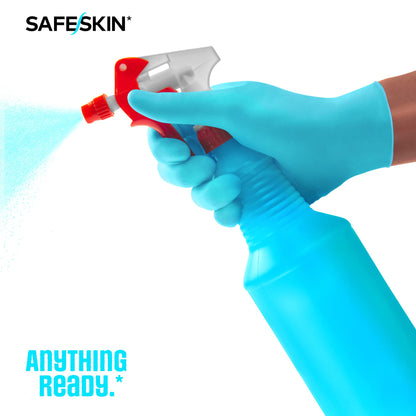 SAFESKIN Nitrile Disposable Gloves in Pack of 50, Medium Duty, Large Size, Powder Free - Food Handling, First Aid, Cleaning