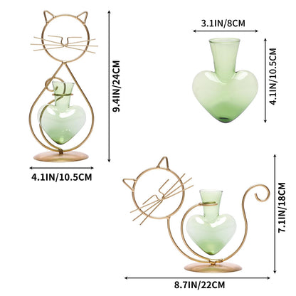 Plant Terrarium Plants Propagation Station Cat Lover Gifts for Women Home Office Decor Cat Desk Accessories