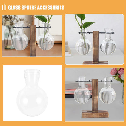 Abaodam 3pcs Hydroponic Plant Vase Glass Propagation Planter with Wooden Stand High Borosilicate Glass Bulb Vase for Desktop Indoor Plant Terrarium Gardening Decor
